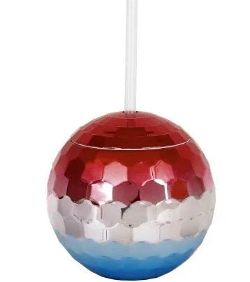 Disco Ball Shaped Reusable Cup with Straw