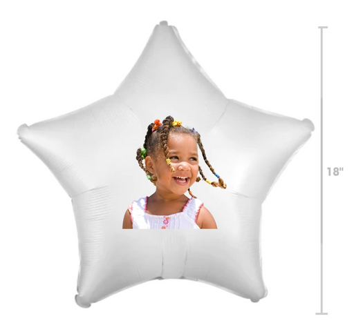 Custom Image White Star Mylar Balloon 18" | 1ct (4ct Min)