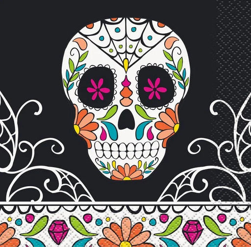 Day of the Dead Skull Beverage Napkins | 24ct