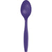 Deep purple plastic spoon with an oval bowl and tapered handle, shown against a white background.