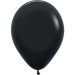 Black latex balloon with an oval shape and glossy finish, shown fully inflated with a small black tie at the bottom.