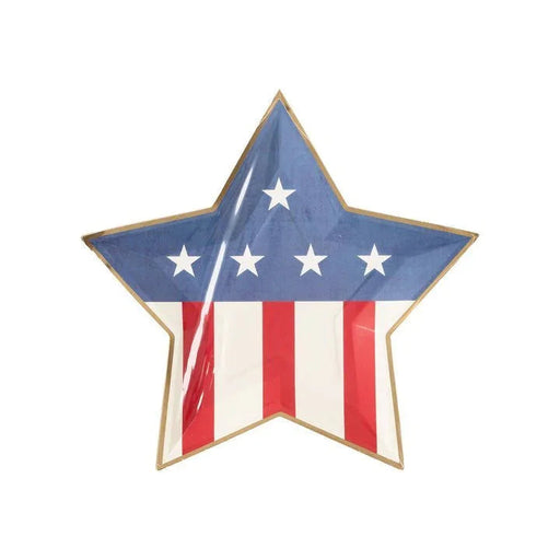 Denim And Stripes Star-Shaped Paper Plate 9" | 8 ct
