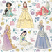 Pack of 16 white napkins featuring Disney Princesses in colorful dresses surrounded by floral designs in pink, purple, yellow, and blue.