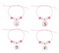 Four pink beaded bracelets with adjustable cord closures, each featuring a different Disney Princess character pendant in shades of pink and white.