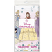 Disney Princess plastic tablecover featuring illustrated princesses in colorful gowns with floral accents, measuring 54 by 84 inches.
