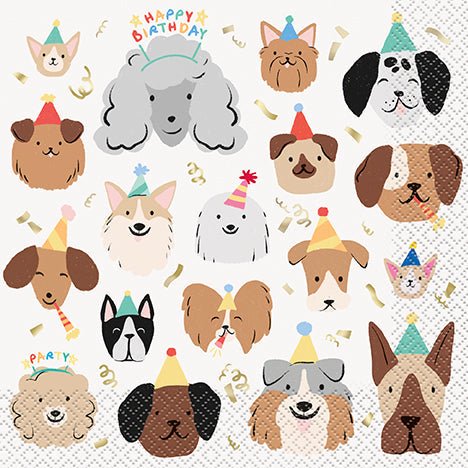 Dog Foil Paw Party Lunch Napkins | 16ct