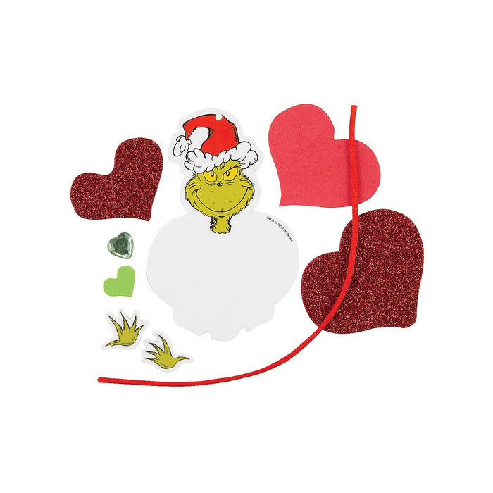 The contents of Dr. Seuss™ The Grinch Growing Heart Ornament Craft Kit Pack.