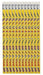 Twelve yellow pencils with colorful Dr. Seuss character designs arranged in a vertical grid display with white erasers at the top.