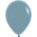 Dusk blue latex balloon with a rounded oval shape and a dark tie at the bottom, displayed against a white background.