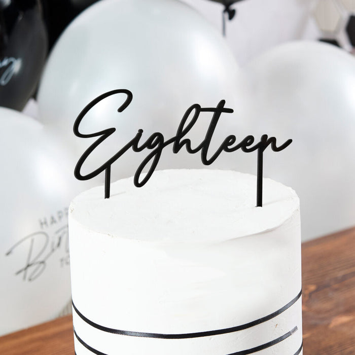 Black Eighteen Cake Topper | 1ct