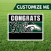 Graduation-themed customizable sign with 'Congrats Grad 2026' on a grass background