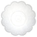 Clear plastic flower-shaped egg platter with scalloped edges and a circular center well, viewed from above.