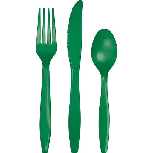 Emerald Green Assorted Plastic Cutlery | 24pcs