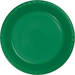 Emerald green disposable plastic dinner plate with ridged rim edges, shown from above against a white background.