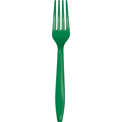 Emerald Green Plastic Forks | 24ct