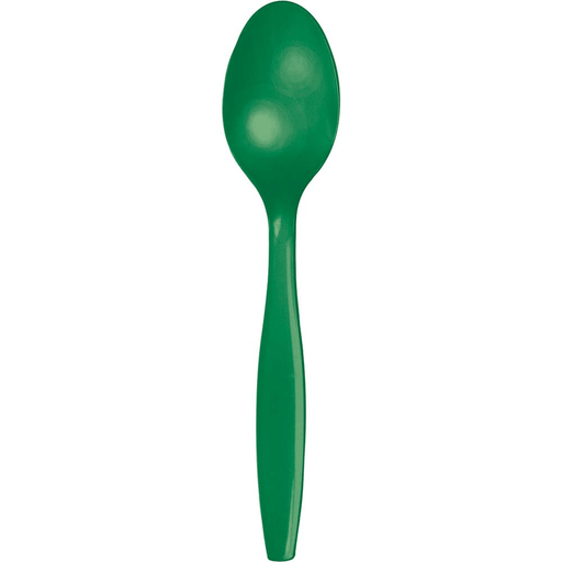 Emerald Green Plastic Spoons | 24ct