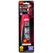 Red tube of Extra Thick Fake Blood gel in a 1 oz size with a bright pink cap, displayed on black and red theatrical packaging made in the USA.