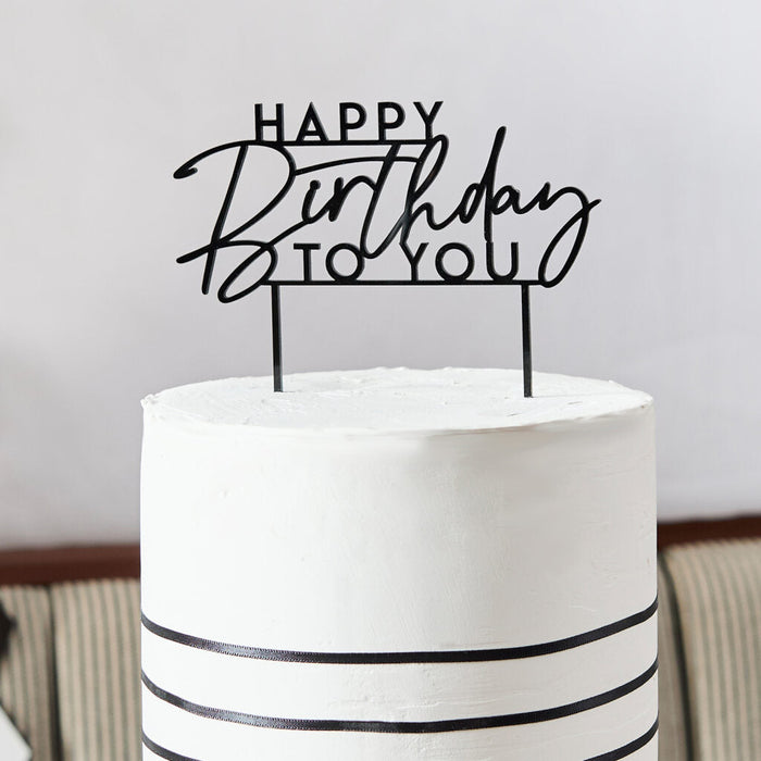 Black Happy Birthday Cake Topper | 1ct