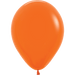 Single orange latex balloon with a rounded teardrop shape and tied knot at the base, displayed against a white background.