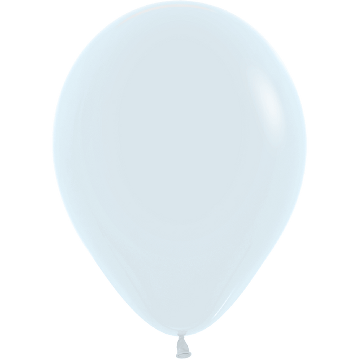 Light blue oval latex balloon with a tied knot at the base, shown inflated against a white background.