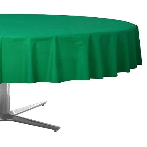 Festive Green Round Table Cover 84in | 1ct