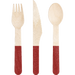 A 6.5-inch fork, spoon, and knife from Red Wood Assorted Cutlery pack.  Comes in a pack of 24.