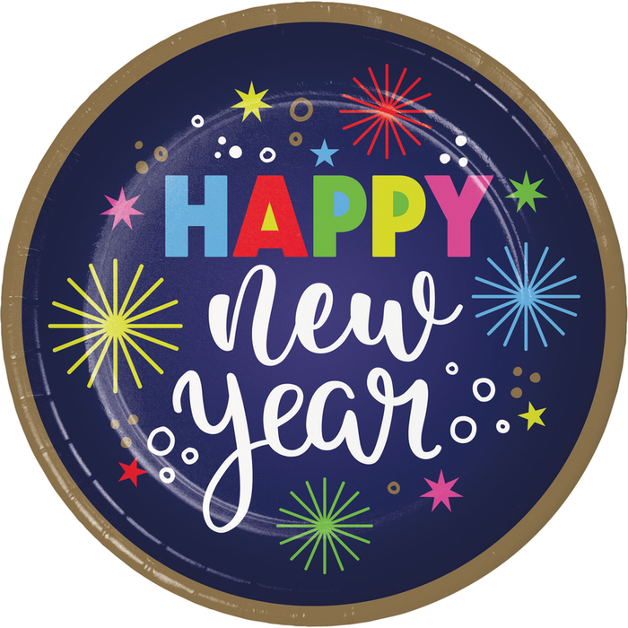 New Year's Beaming Round Plates 9" | 8 ct