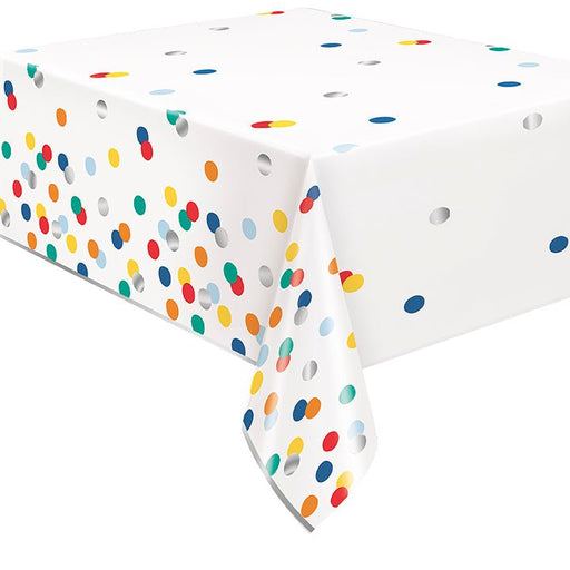 Foil Happy Birthday Dots Tablecover | 1ct
