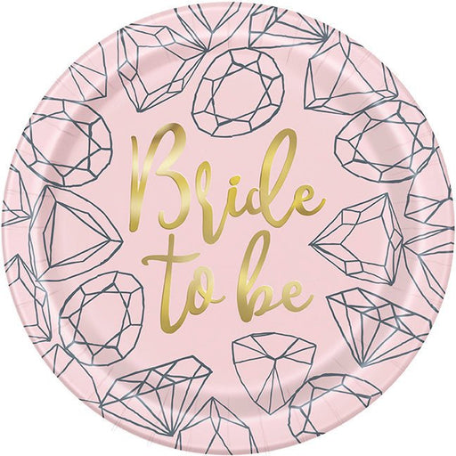 Foil Pink Diamond Bachelorette Plate 9in | 8ct