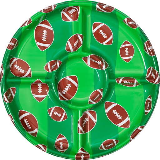 Football Divided Serving Tray – Green Game Day Snack Platter | 1ct