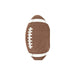 Brown football-shaped paper napkins with white laces and stripe details, shown as a single napkin against a white background.