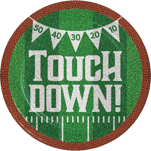 Football Tailgate Time Touch Down Paper Plates 9" | 8ct