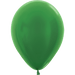 Forest green latex balloon inflated with a rounded teardrop shape and tied at the bottom with a small knot.