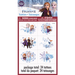 Disney Frozen II temporary tattoo sheet package containing 24 tattoos across 4 sheets, featuring Elsa, Anna, Olaf, and snowflake designs in blue and purple colors.