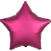 Bright fuchsia pink star-shaped foil balloon with five pointed tips and a small valve at the top for inflation.
