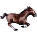Brown and black galloping horse balloon with white markings on legs, shown in profile against a white background.