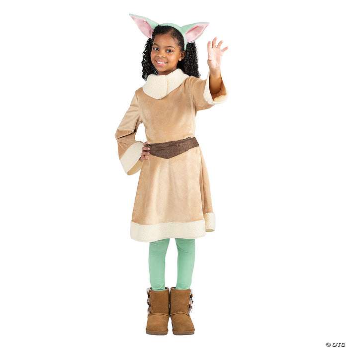 Product photo of the Girl's Star Wars™ The Mandalorian™ Grogu™ Costume, shown against a plain white background — an officially licensed costume for Halloween and dress-up.