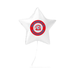 White star-shaped foil balloon with a red circular badge featuring blue text reading "Glendale Missouri" and a centered logo, attached to a clear string.