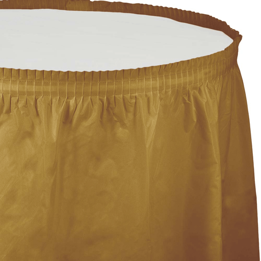 Glittering Gold Plastic Tableskirt | 1ct
