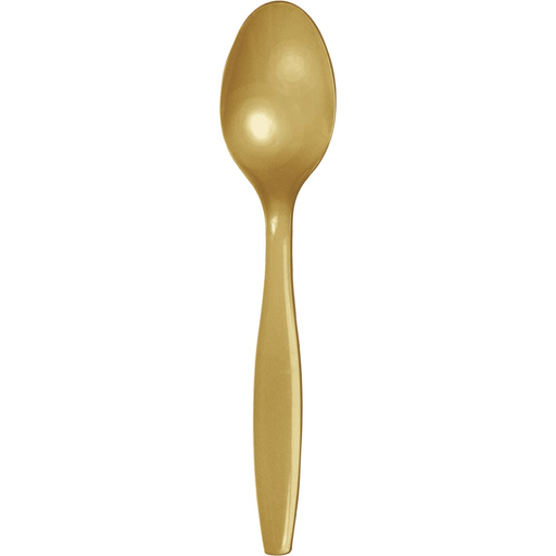 Glittering Gold Premium Plastic Spoons | 24ct