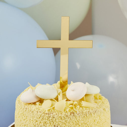 Gold Cross Cake Topper | 1ct