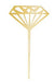 Gold diamond-shaped cupcake toppers with geometric cutout designs on thin stems, set of five.