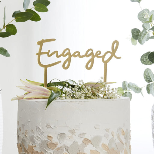 Gold Engaged Acrylic Cake Topper | 1ct