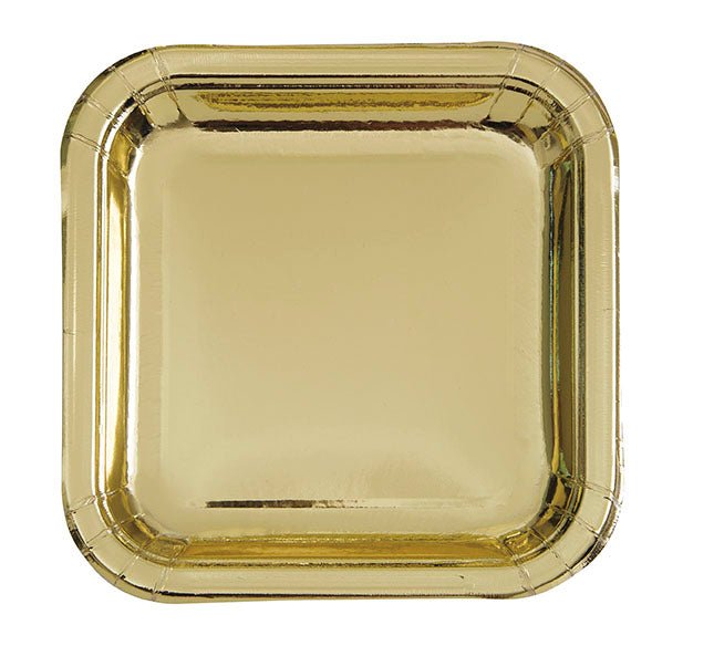 8ct 7in Gold Foil Square Plate - Party Supplies