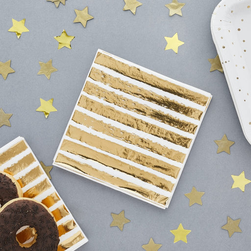 Gold Foil Stripe Napkins | 16ct