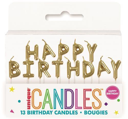 Gold Happy Birthday Pack Candle | 1ct
