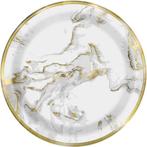 Gold Marble Foil Plates 9in | 10ct