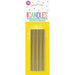 Pack of 18 gold sparkler birthday candles displayed on a yellow background with colorful confetti graphics and "Sparkler Birthday Candles" text on the packaging.