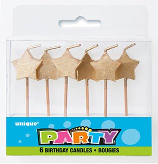 Gold Star Birthday Candle | 6ct