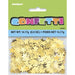 Package of gold star-shaped confetti containing 0.5 ounces displayed on a lime green background with colorful "Confetti" branding.
